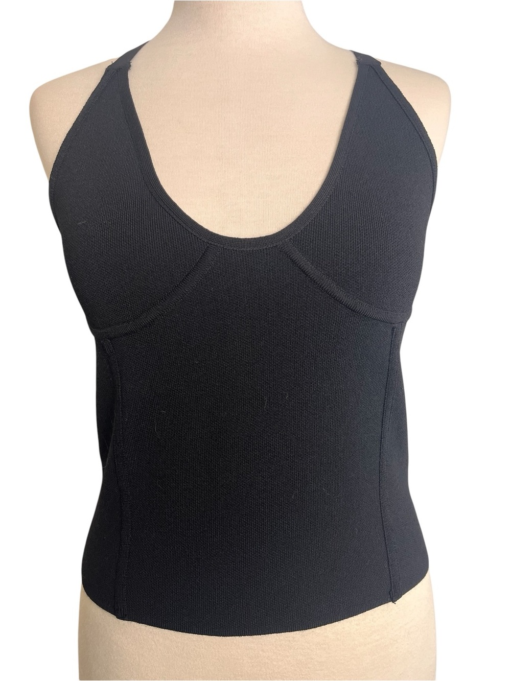 Zara Black Corset Bustier Cami Tank Cross Back Scoop Neck Top medium